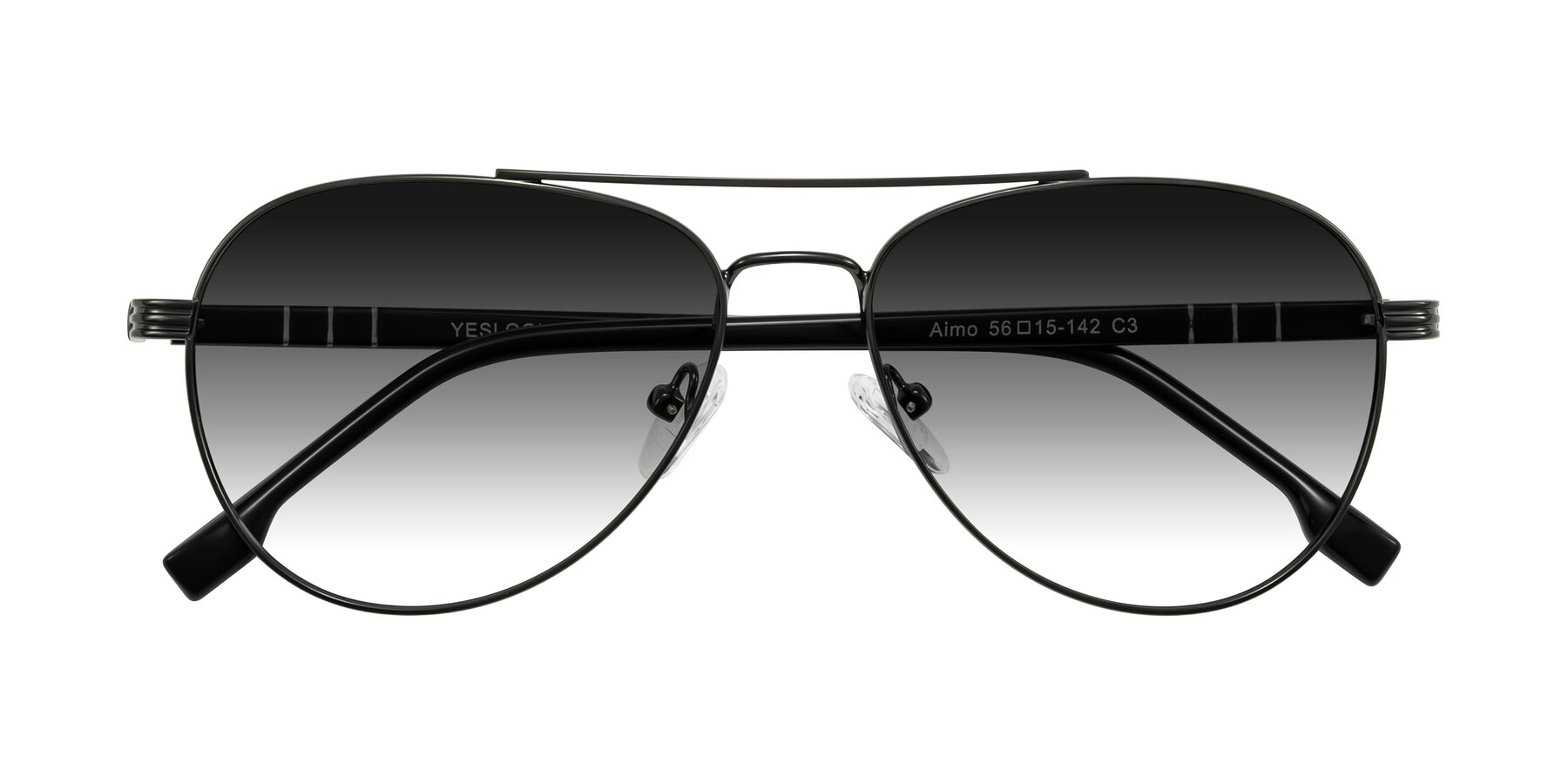 Folded Front of Aimo in Gunmetal/Black with Gray Gradient Lenses