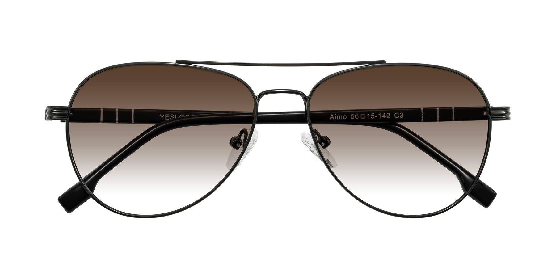 Folded Front of Aimo in Gunmetal/Black with Brown Gradient Lenses