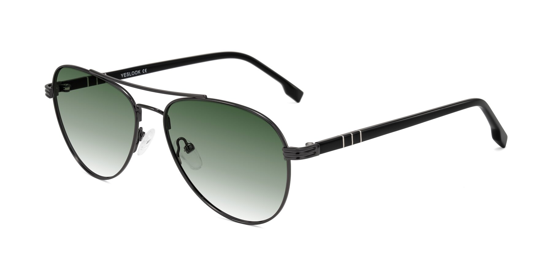 Angle of Aimo in Gunmetal/Black with Green Gradient Lenses