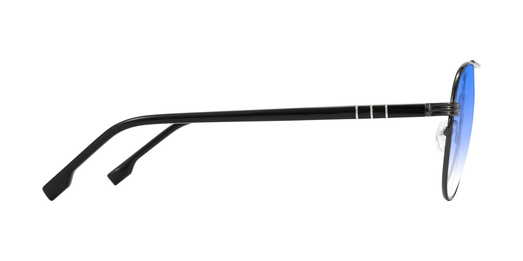 Side of Aimo in Gunmetal/Black with Blue Gradient Lenses