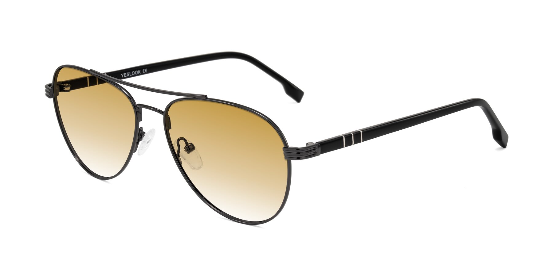 Angle of Aimo in Gunmetal/Black with Champagne Gradient Lenses