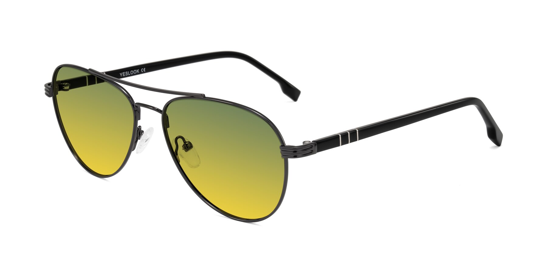 Angle of Aimo in Gunmetal/Black with Green / Yellow Gradient Lenses