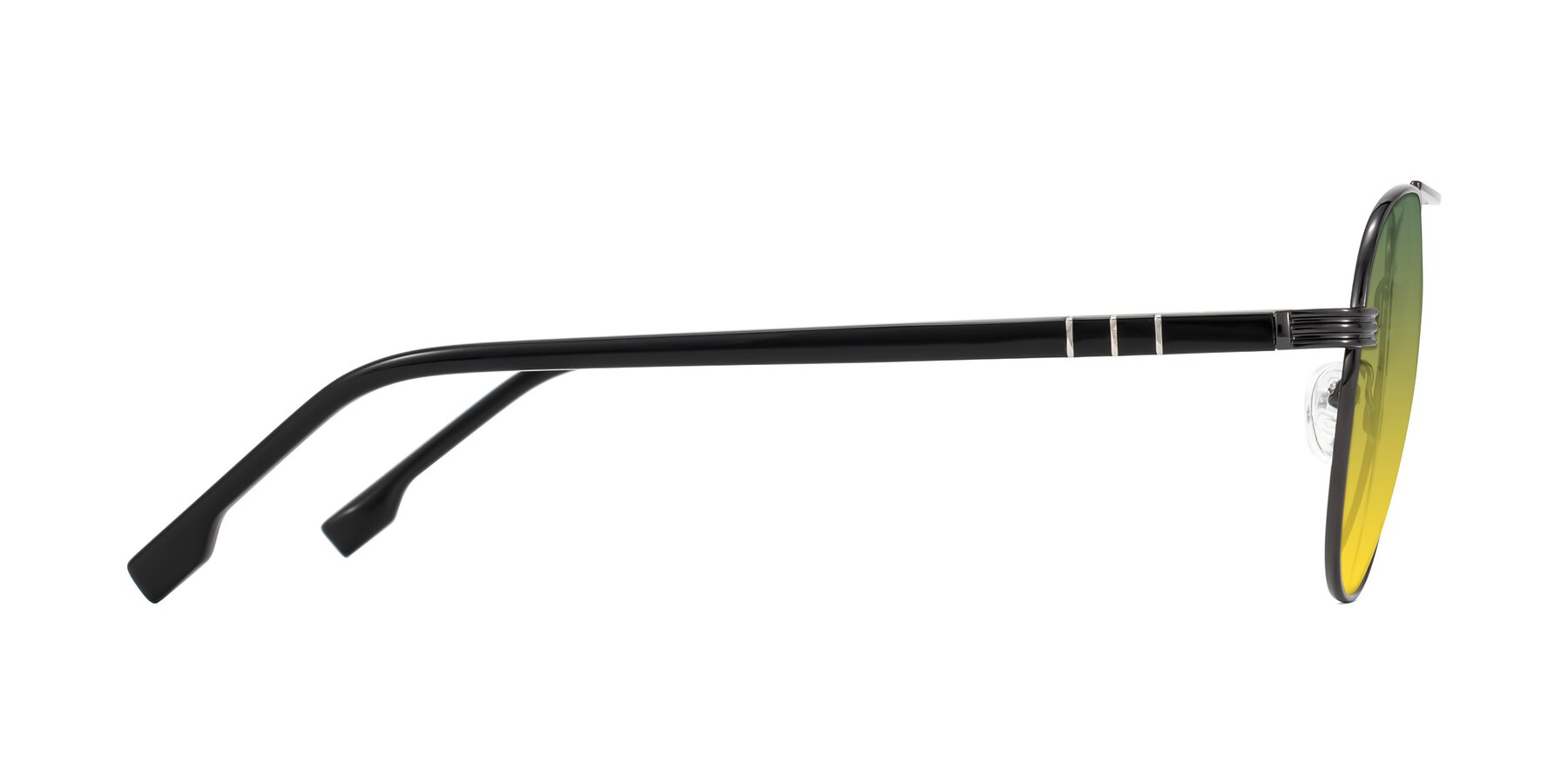 Side of Aimo in Gunmetal/Black with Green / Yellow Gradient Lenses