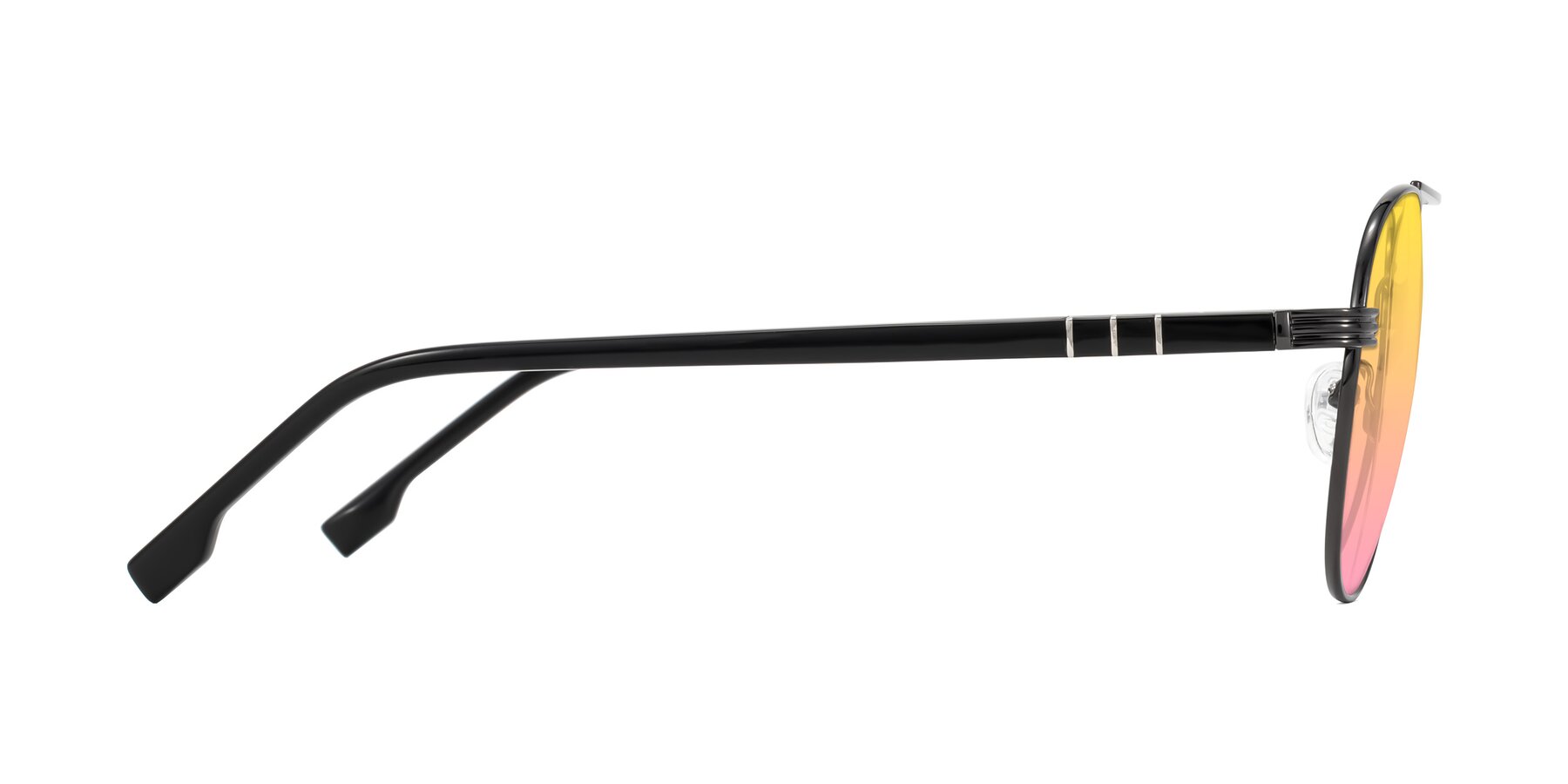 Side of Aimo in Gunmetal/Black with Yellow / Pink Gradient Lenses