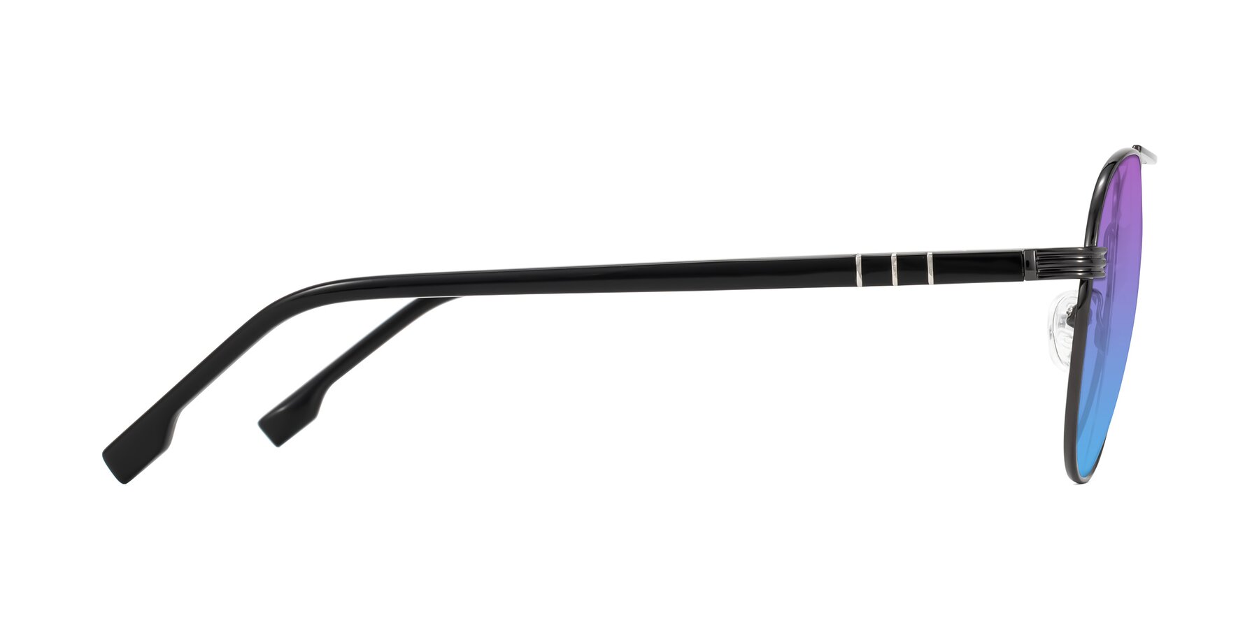 Side of Aimo in Gunmetal/Black with Purple / Blue Gradient Lenses