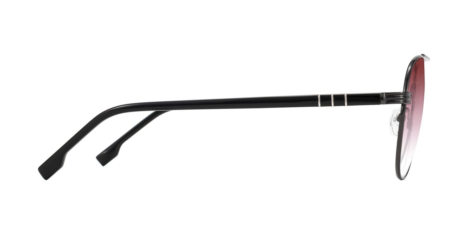 Side of Aimo in Gunmetal/Black with Garnet Gradient Lenses