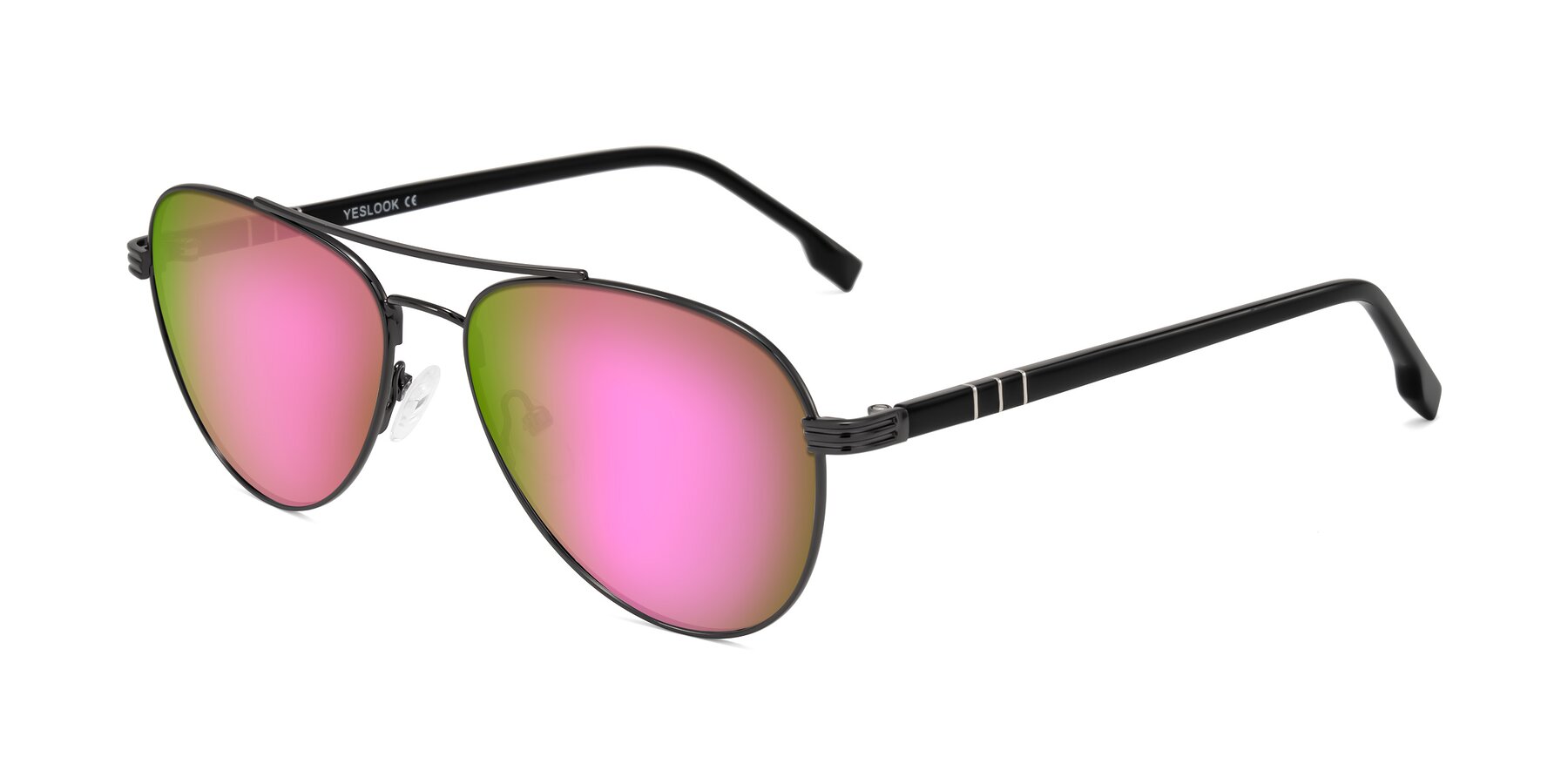 Angle of Aimo in Gunmetal/Black with Pink Mirrored Lenses