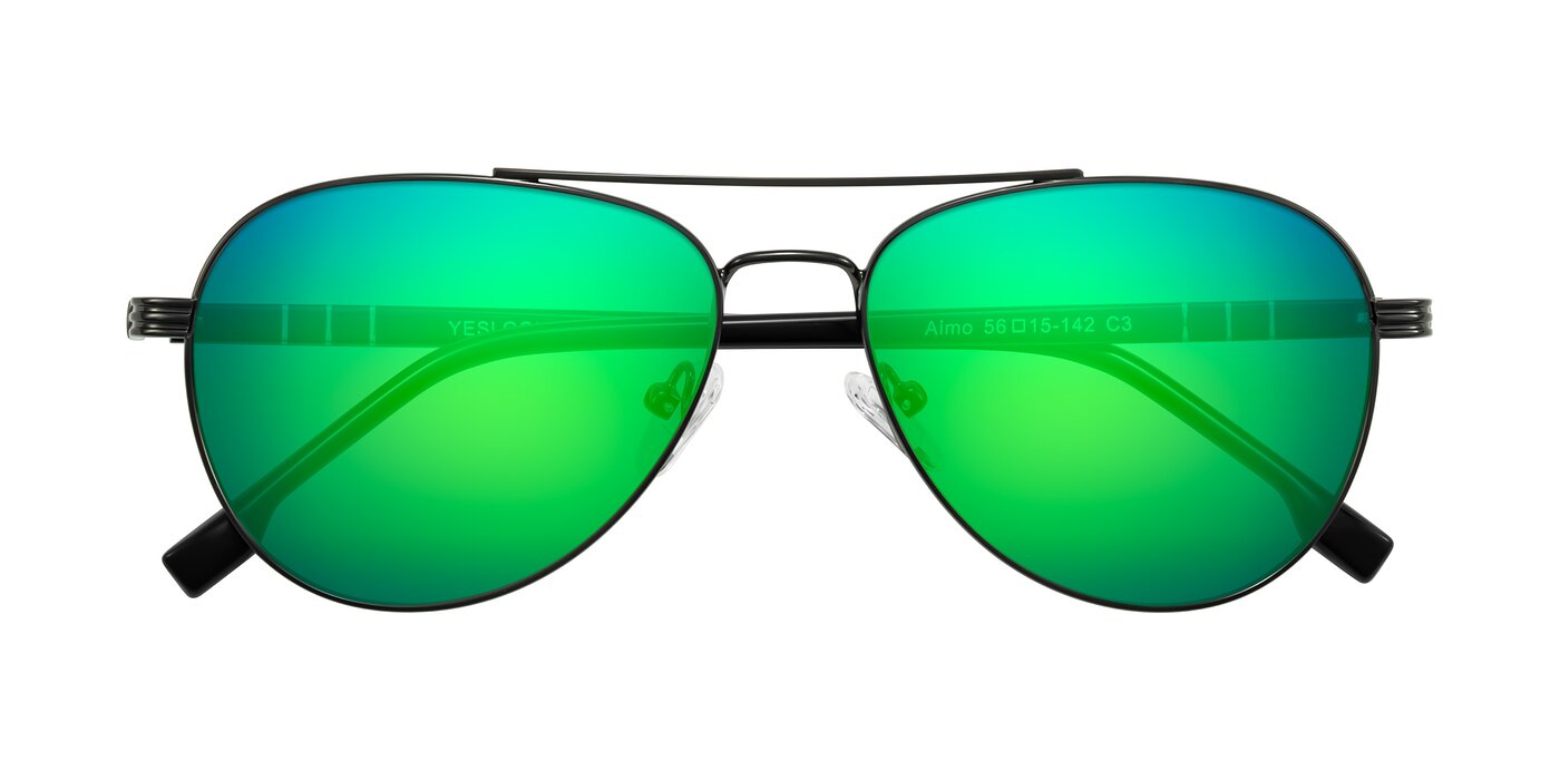 Aimo - Gunmetal/Black Flash Mirrored Sunglasses