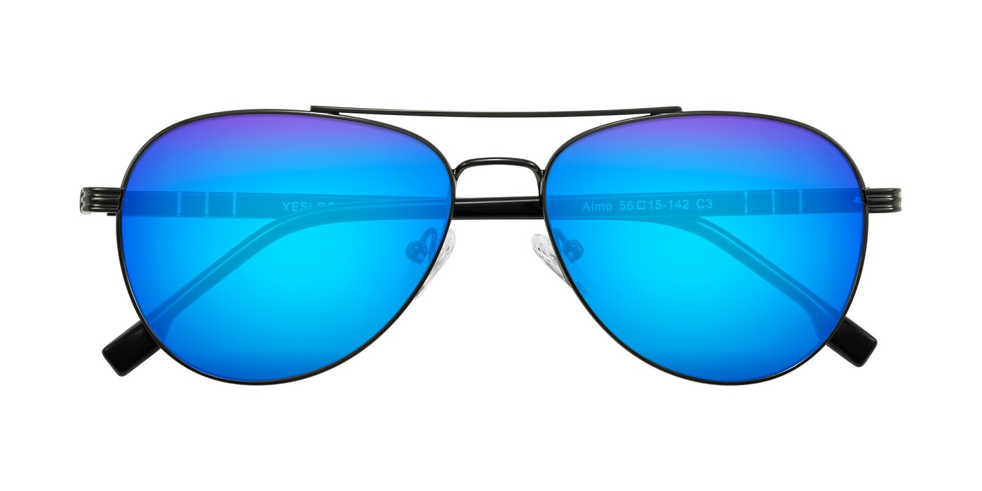 Aimo - Gunmetal/Black Flash Mirrored Sunglasses