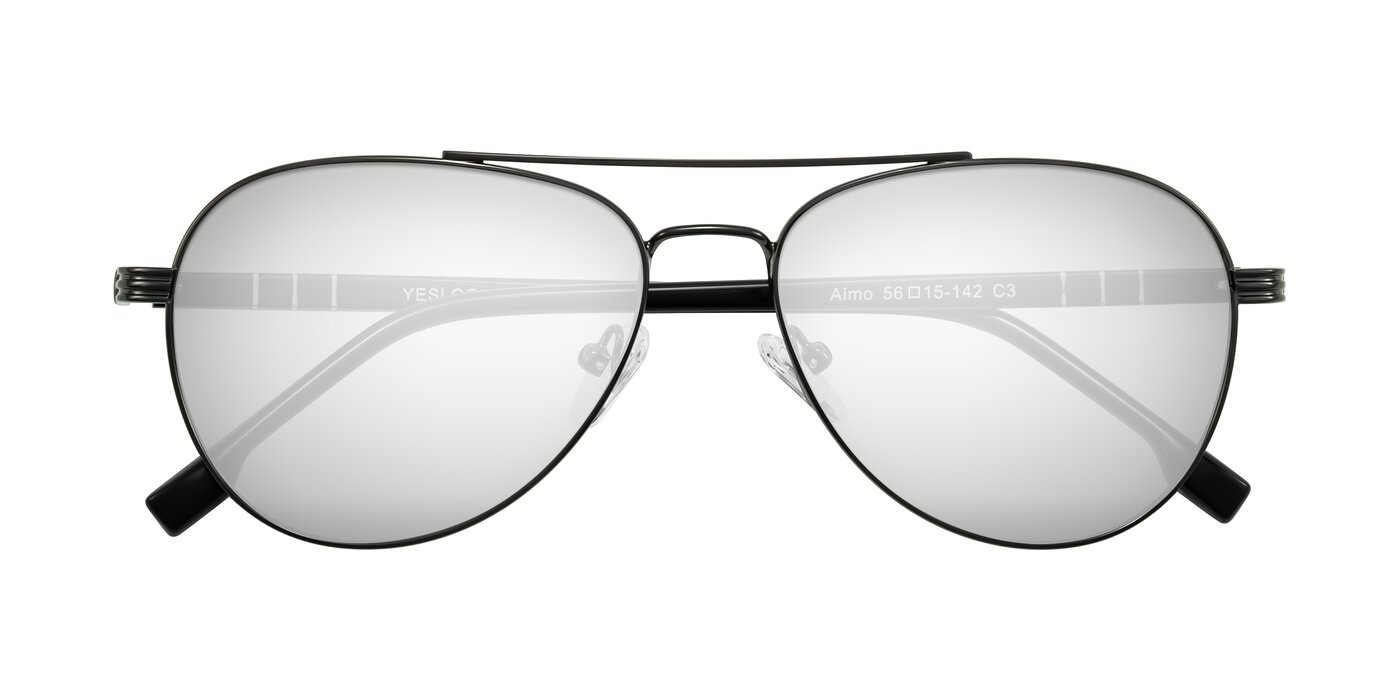 Aimo - Gunmetal/Black Flash Mirrored Sunglasses