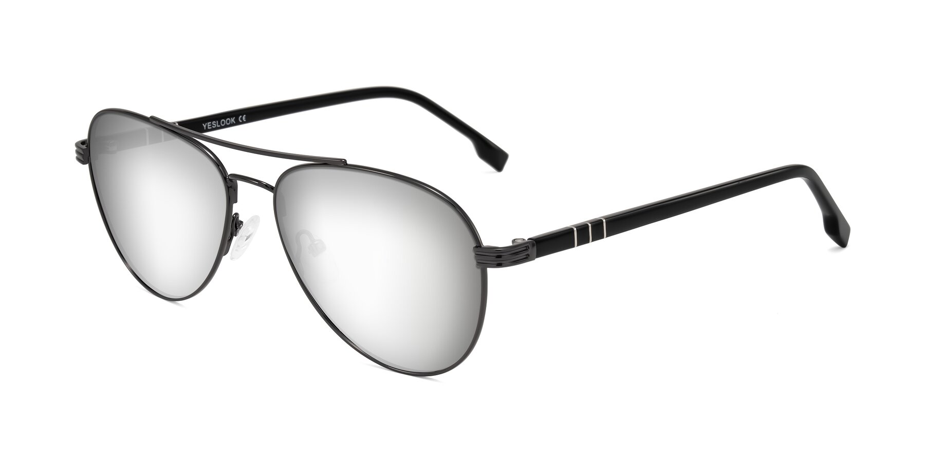 Angle of Aimo in Gunmetal/Black with Silver Mirrored Lenses