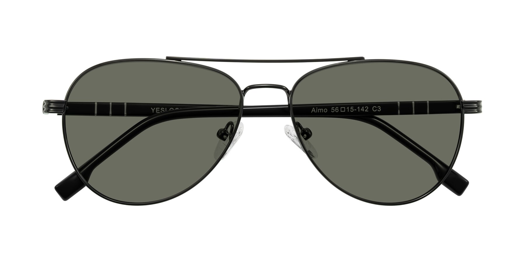 Folded Front of Aimo in Gunmetal/Black with Gray Polarized Lenses