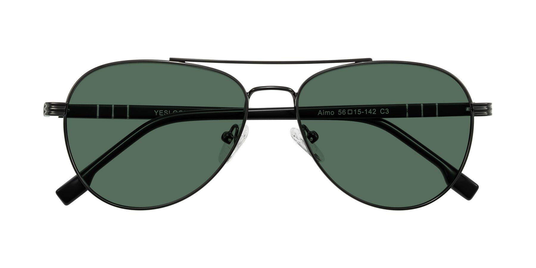 Folded Front of Aimo in Gunmetal/Black with Green Polarized Lenses