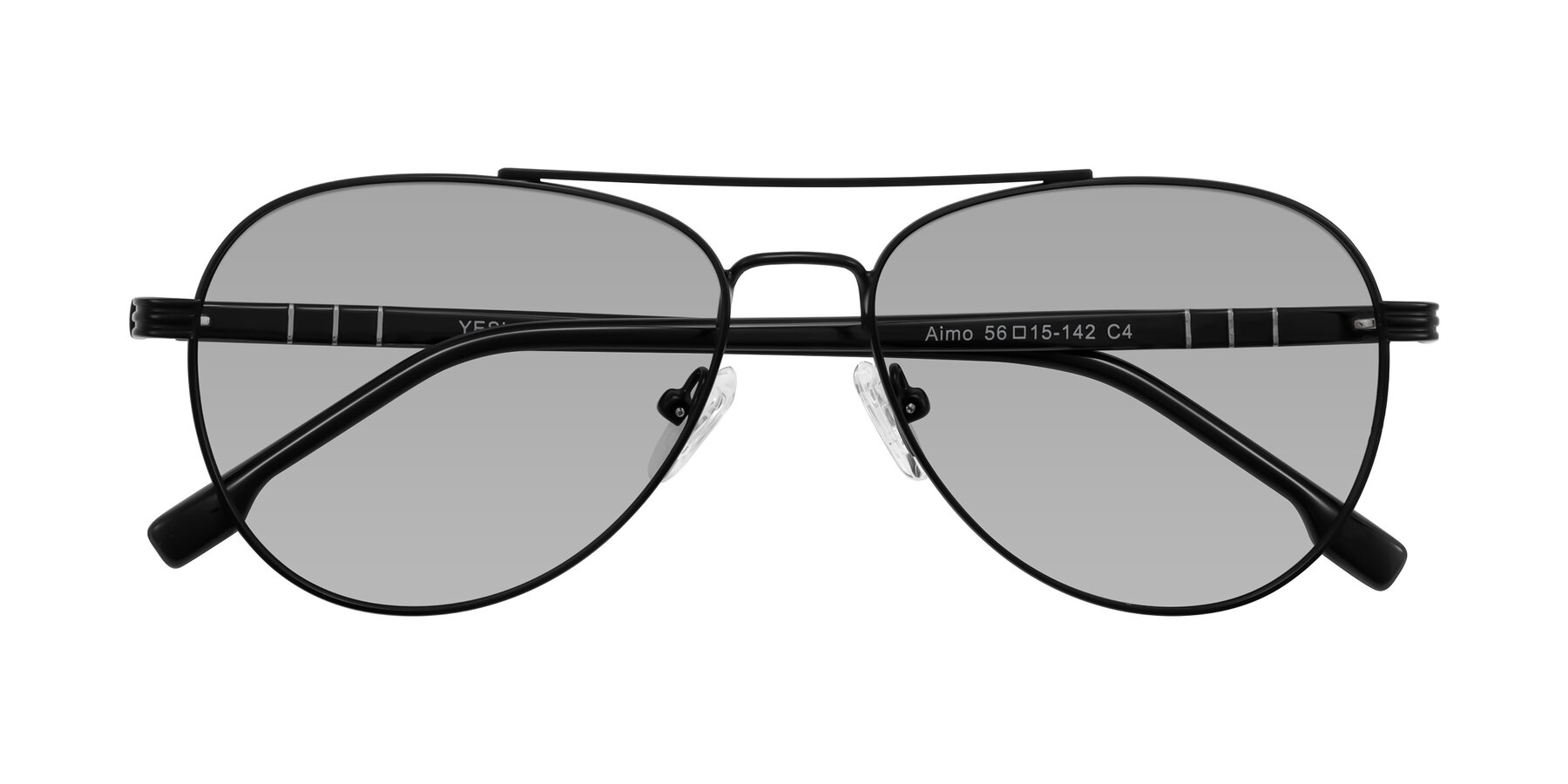 Folded Front of Aimo in Matte Black/Dark Gray with Light Gray Tinted Lenses