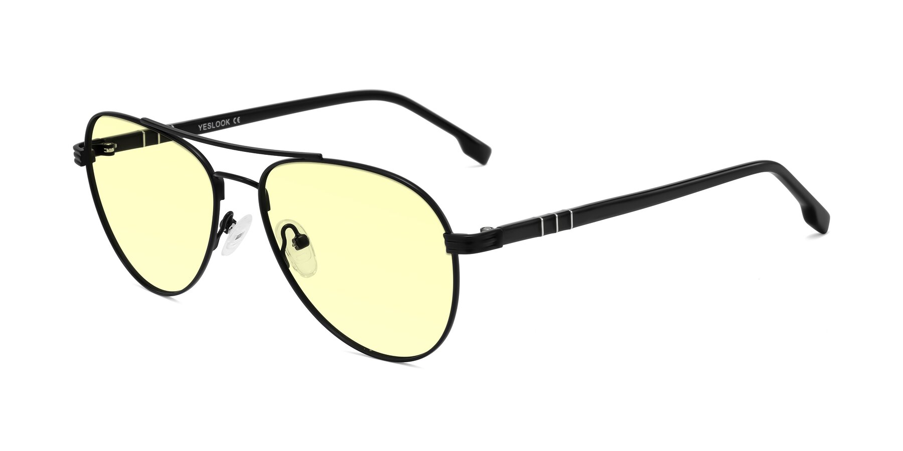 Angle of Aimo in Matte Black/Dark Gray with Light Yellow Tinted Lenses