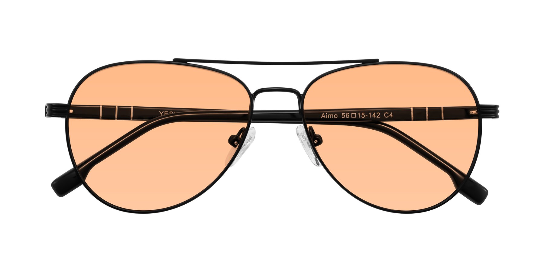 Folded Front of Aimo in Matte Black/Dark Gray with Light Orange Tinted Lenses