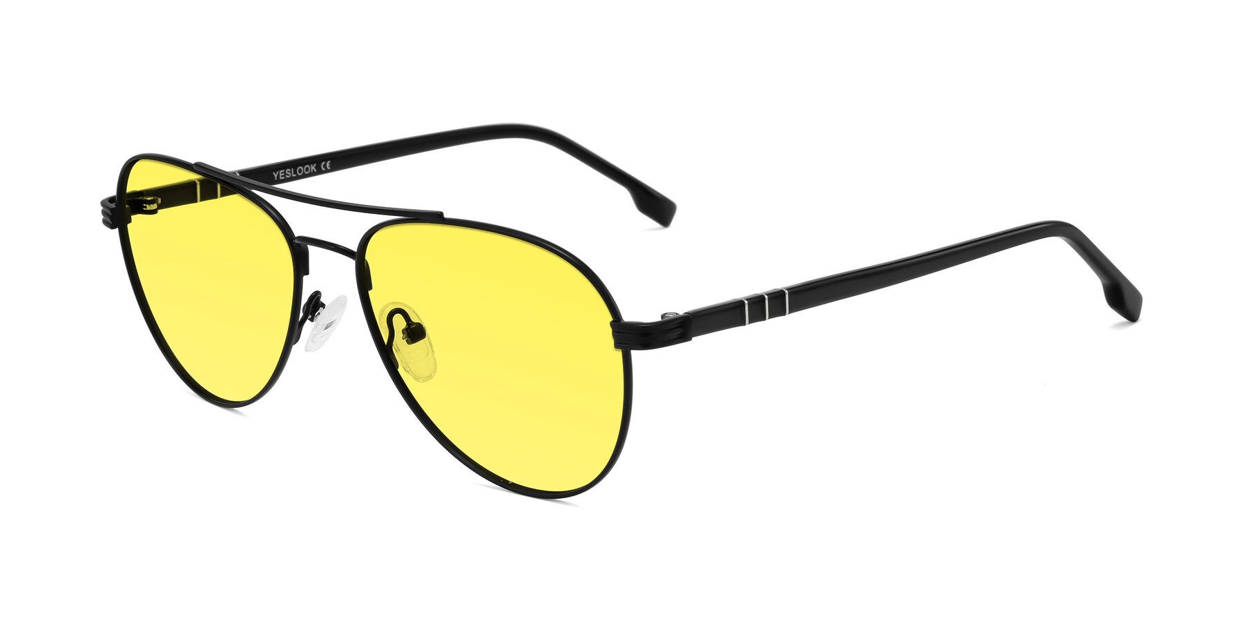 Angle of Aimo in Matte Black/Dark Gray with Medium Yellow Tinted Lenses