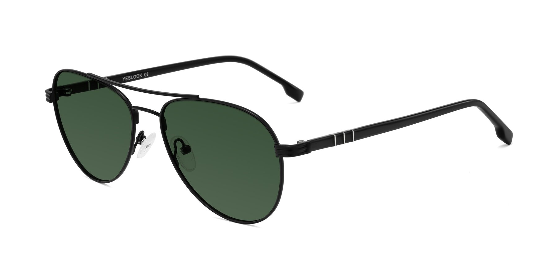 Angle of Aimo in Matte Black/Dark Gray with Green Tinted Lenses