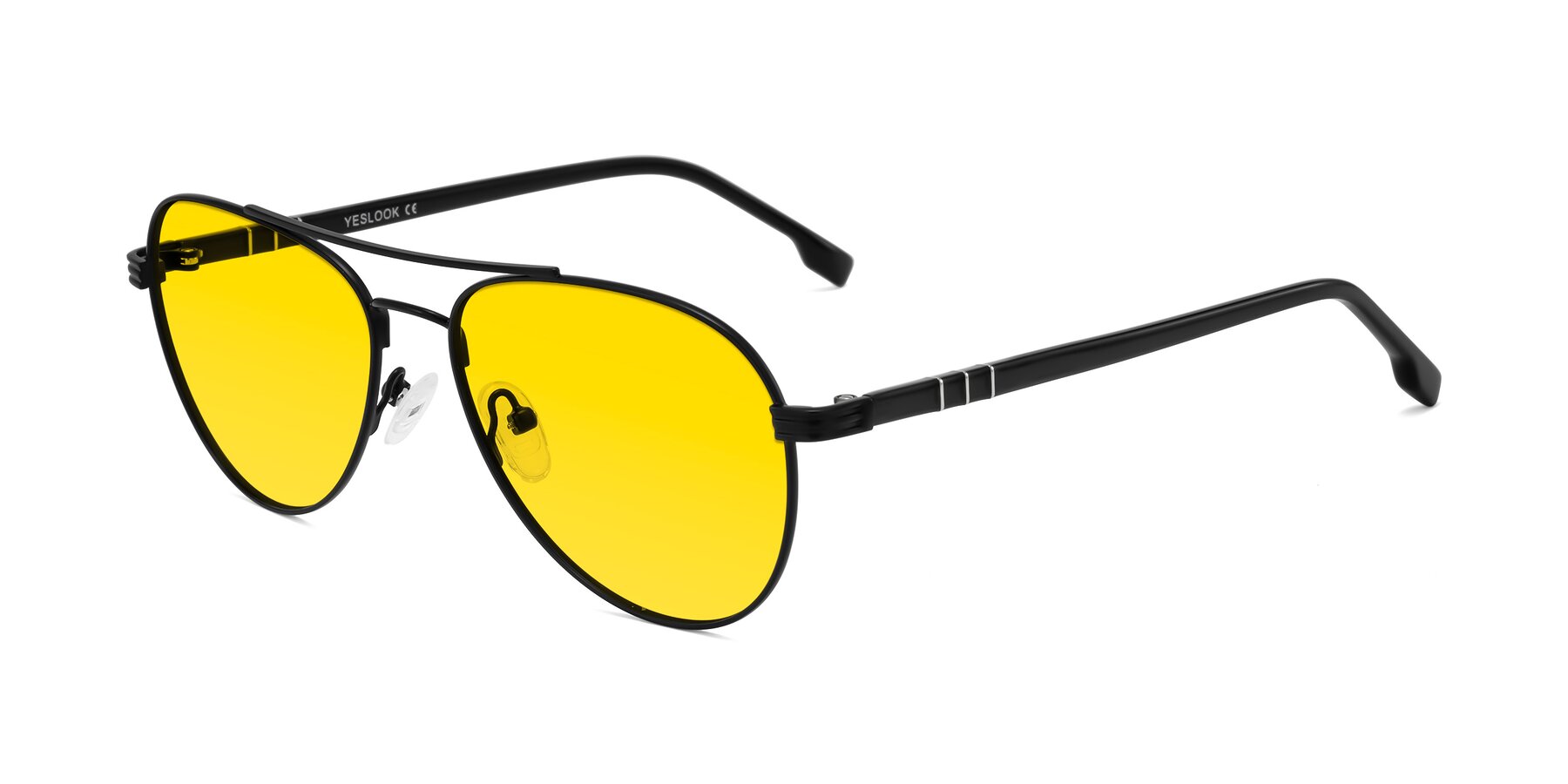 Angle of Aimo in Matte Black/Dark Gray with Yellow Tinted Lenses