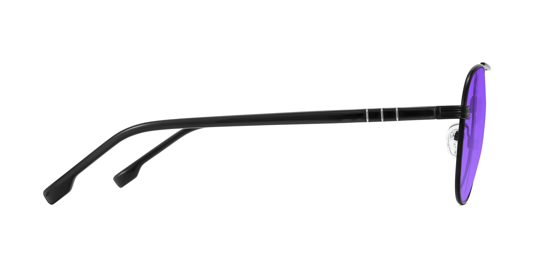 Side of Aimo in Matte Black/Dark Gray with Purple Tinted Lenses