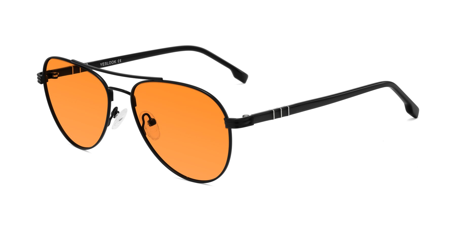 Angle of Aimo in Matte Black/Dark Gray with Orange Tinted Lenses