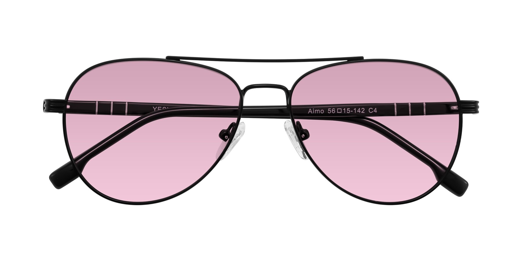 Folded Front of Aimo in Matte Black/Dark Gray with Light Wine Tinted Lenses