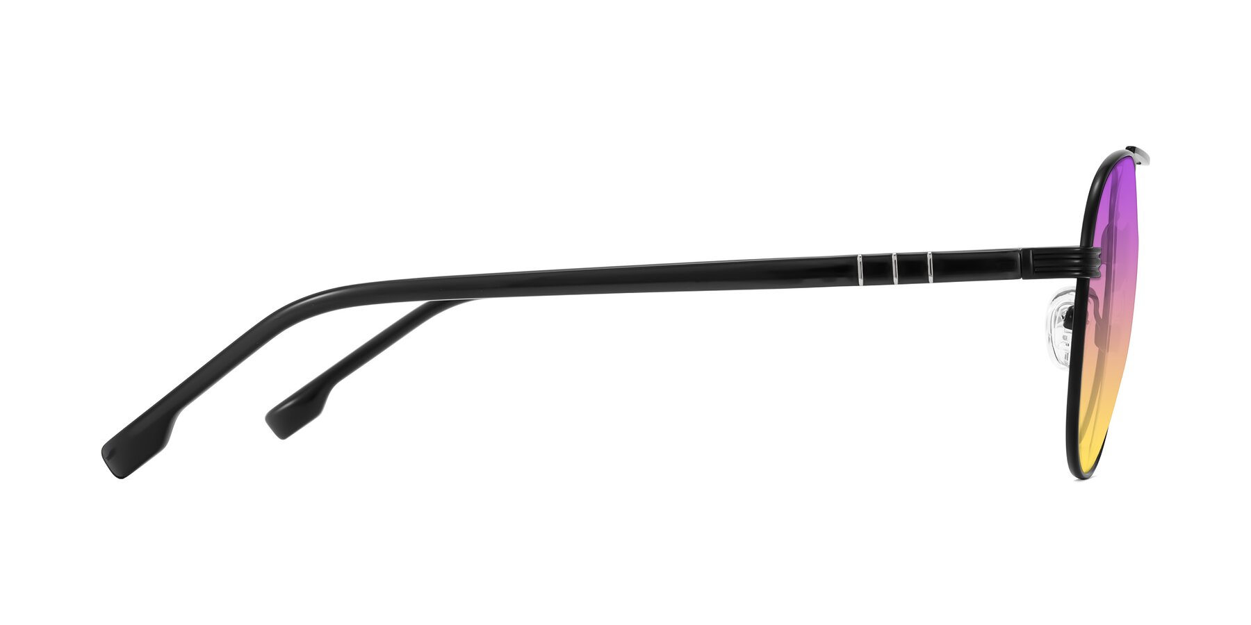 Side of Aimo in Matte Black/Dark Gray with Purple / Yellow Gradient Lenses