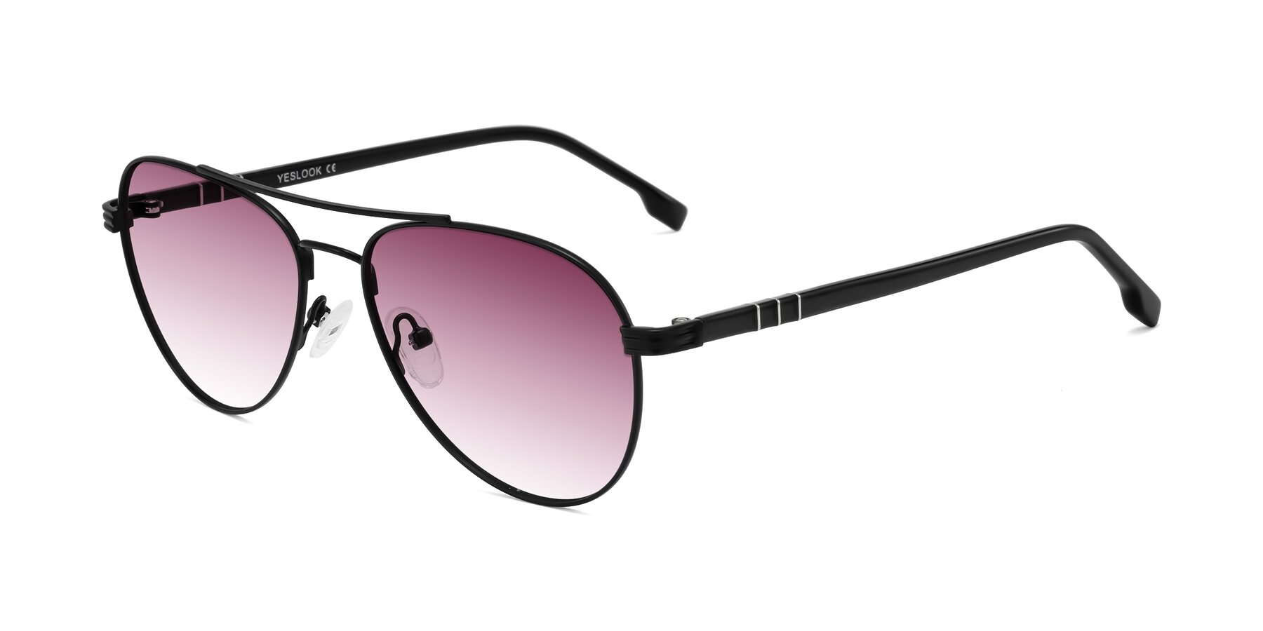 Angle of Aimo in Matte Black/Dark Gray with Wine Gradient Lenses