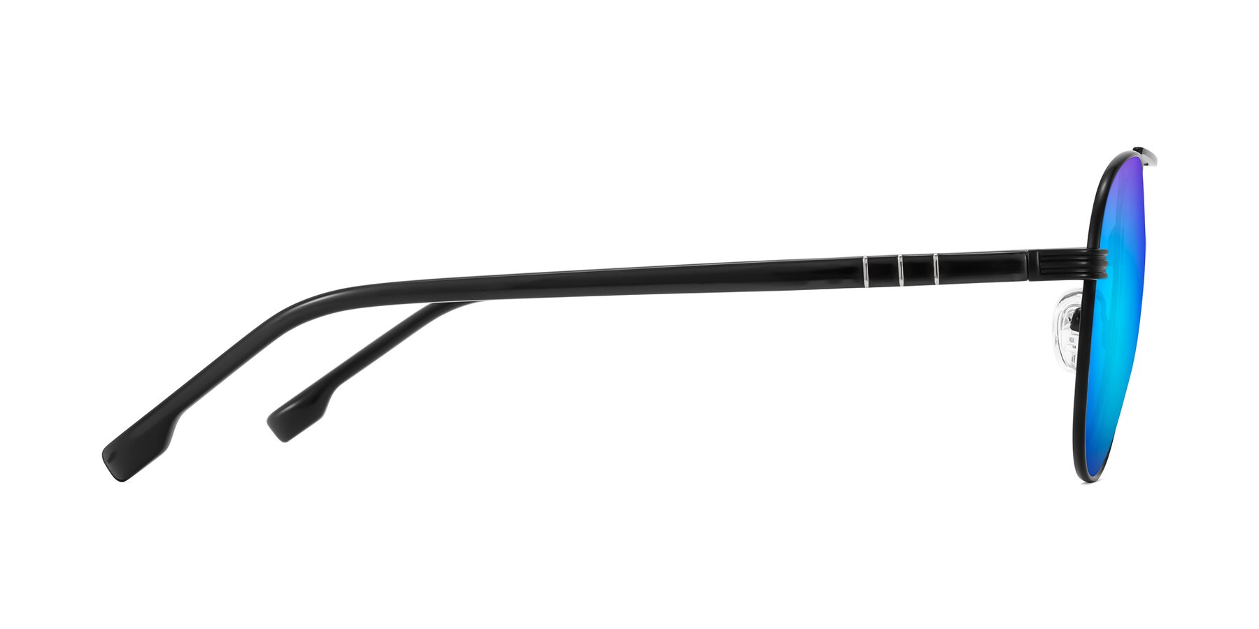 Side of Aimo in Matte Black/Dark Gray with Blue Mirrored Lenses