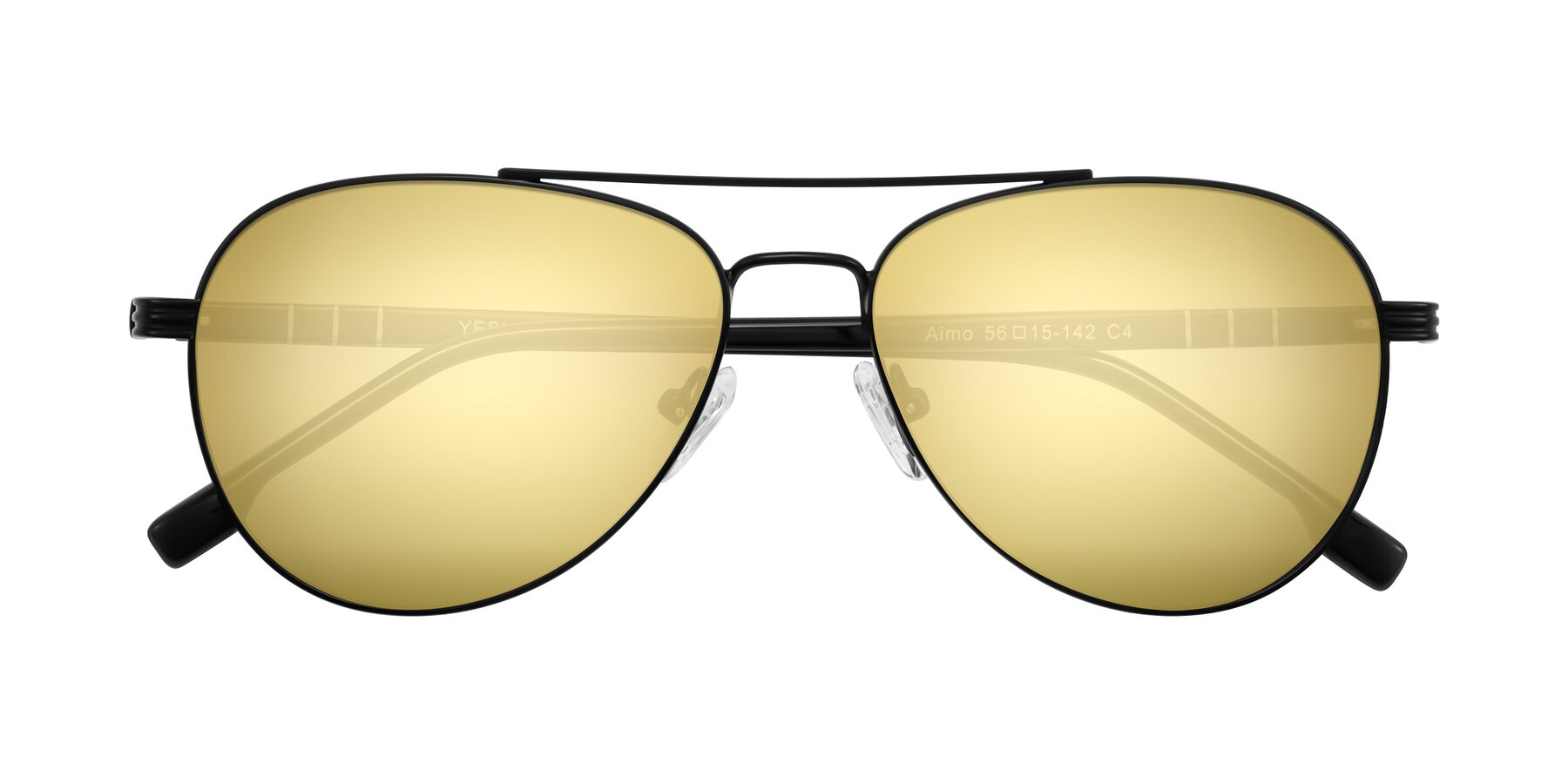 Folded Front of Aimo in Matte Black/Dark Gray with Gold Mirrored Lenses