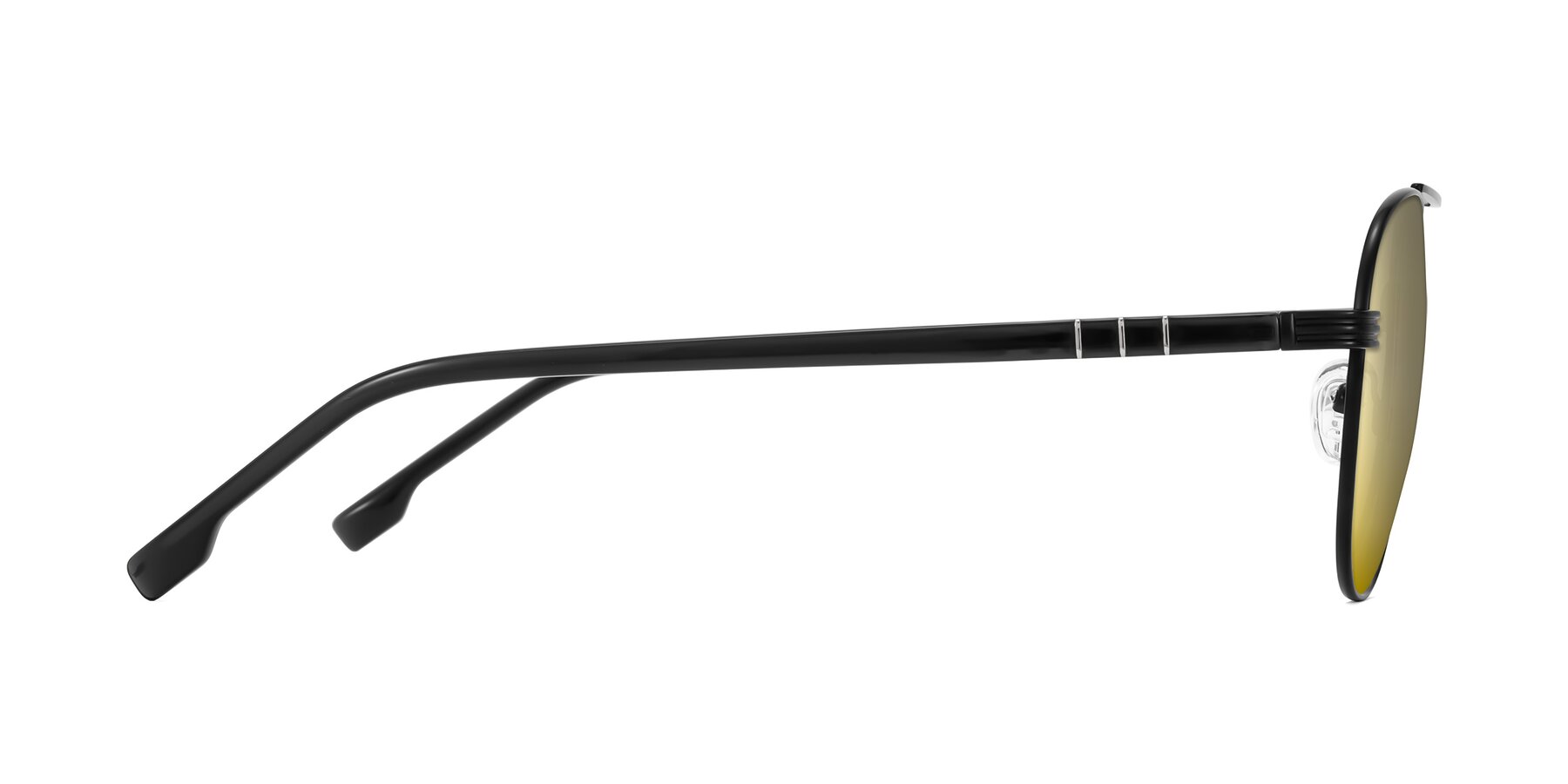 Side of Aimo in Matte Black/Dark Gray with Gold Mirrored Lenses