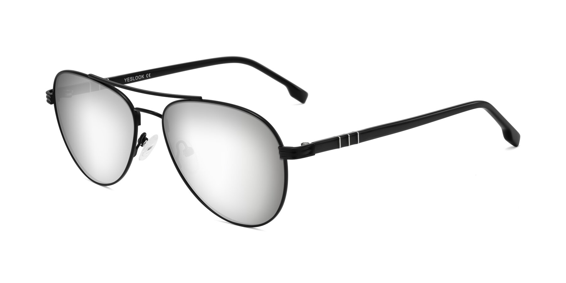 Angle of Aimo in Matte Black/Dark Gray with Silver Mirrored Lenses