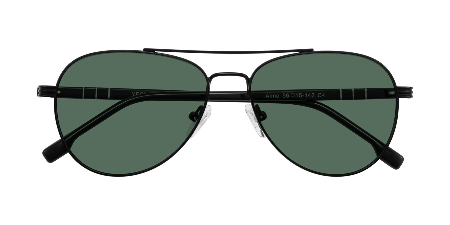 Folded Front of Aimo in Matte Black/Dark Gray with Green Polarized Lenses