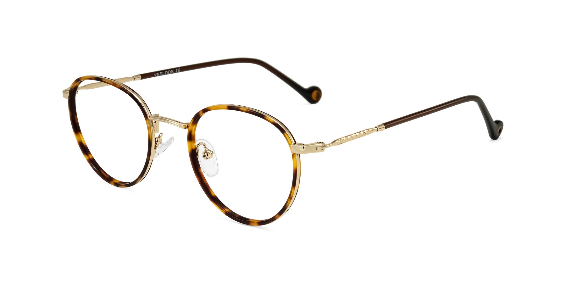 Angle of Hoosen in Leopard-Print/Gold with Clear Eyeglass Lenses