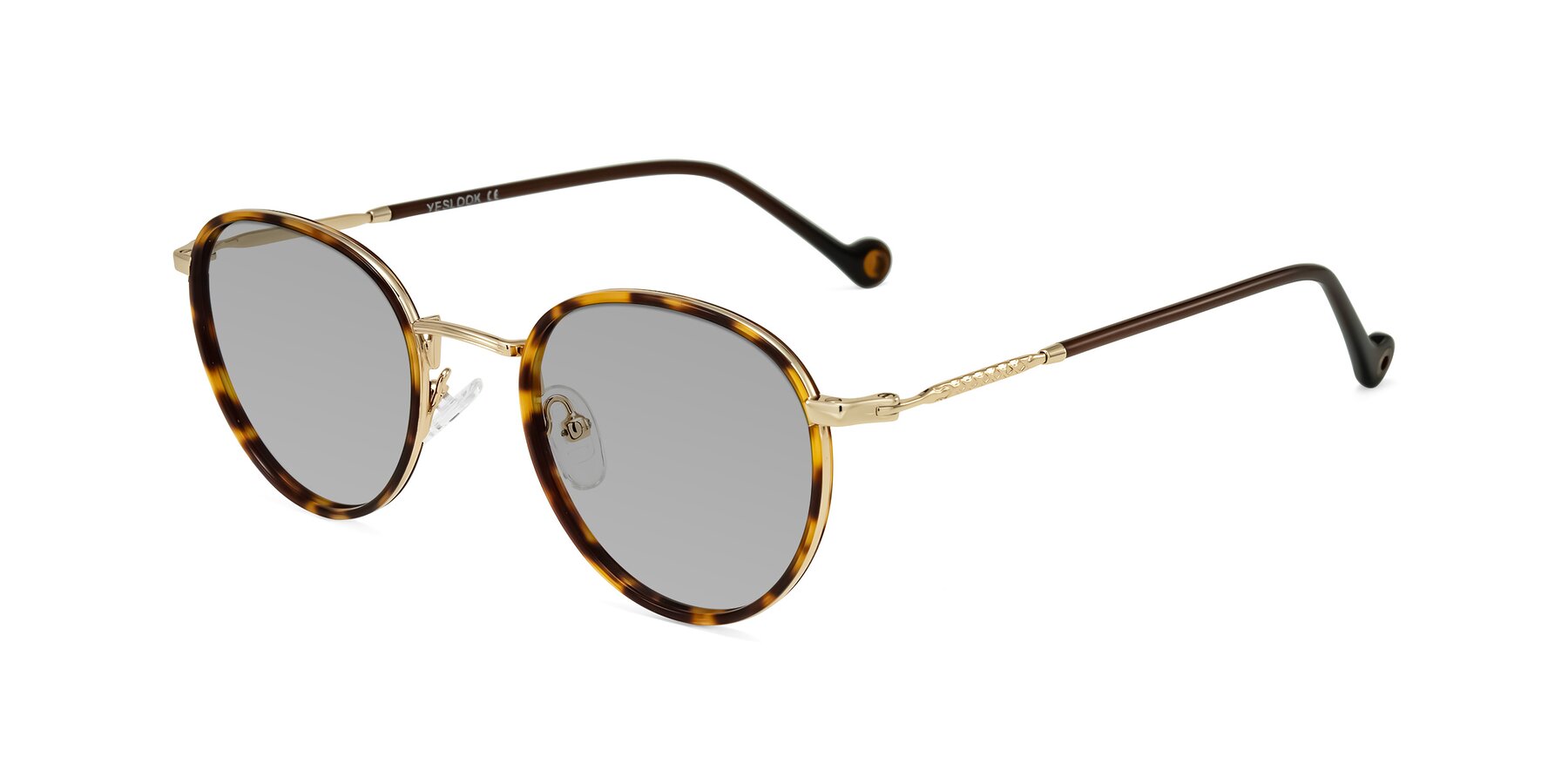 Angle of Hoosen in Leopard-Print/Gold with Light Gray Tinted Lenses