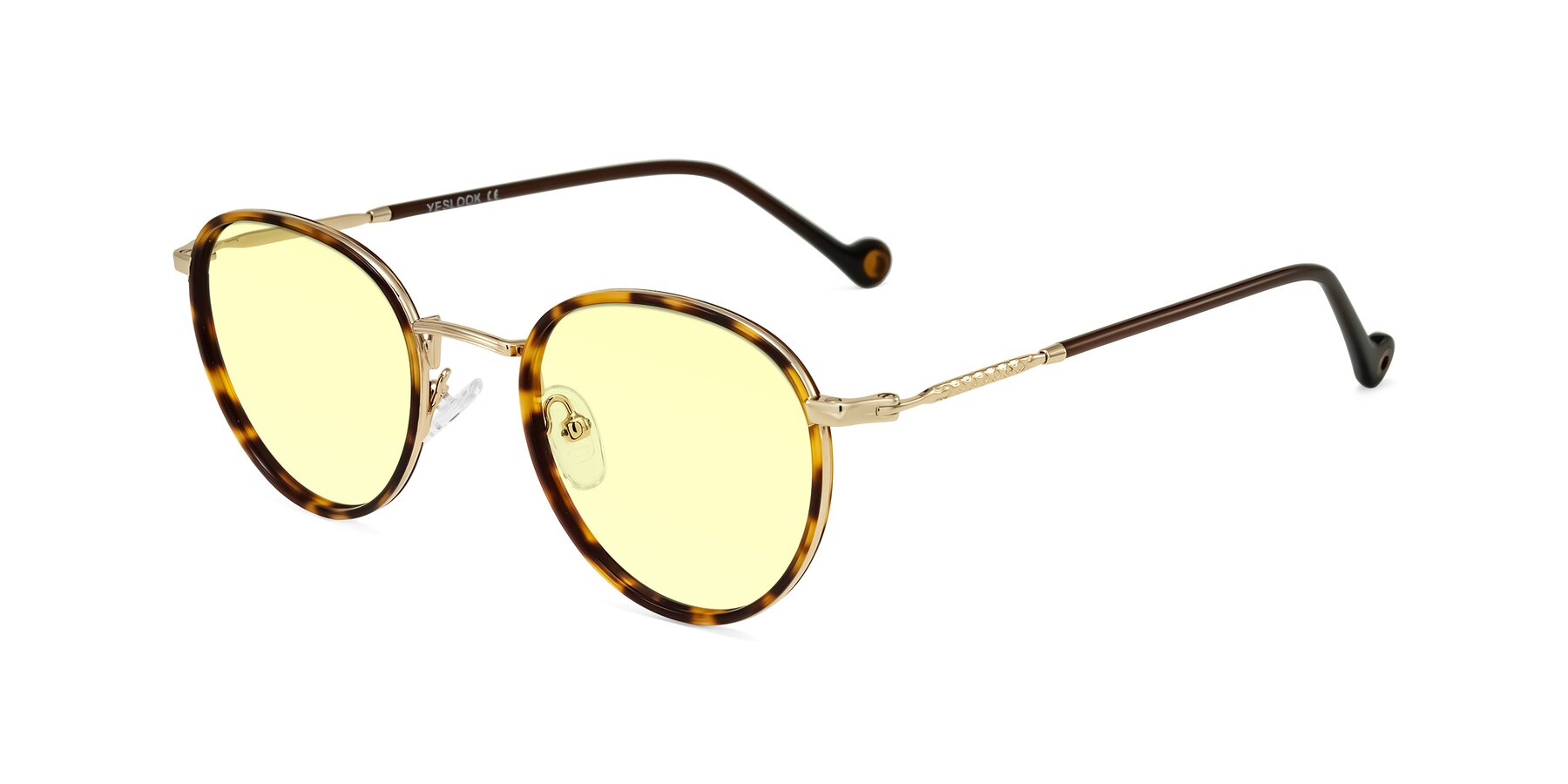 Angle of Hoosen in Leopard-Print/Gold with Light Yellow Tinted Lenses
