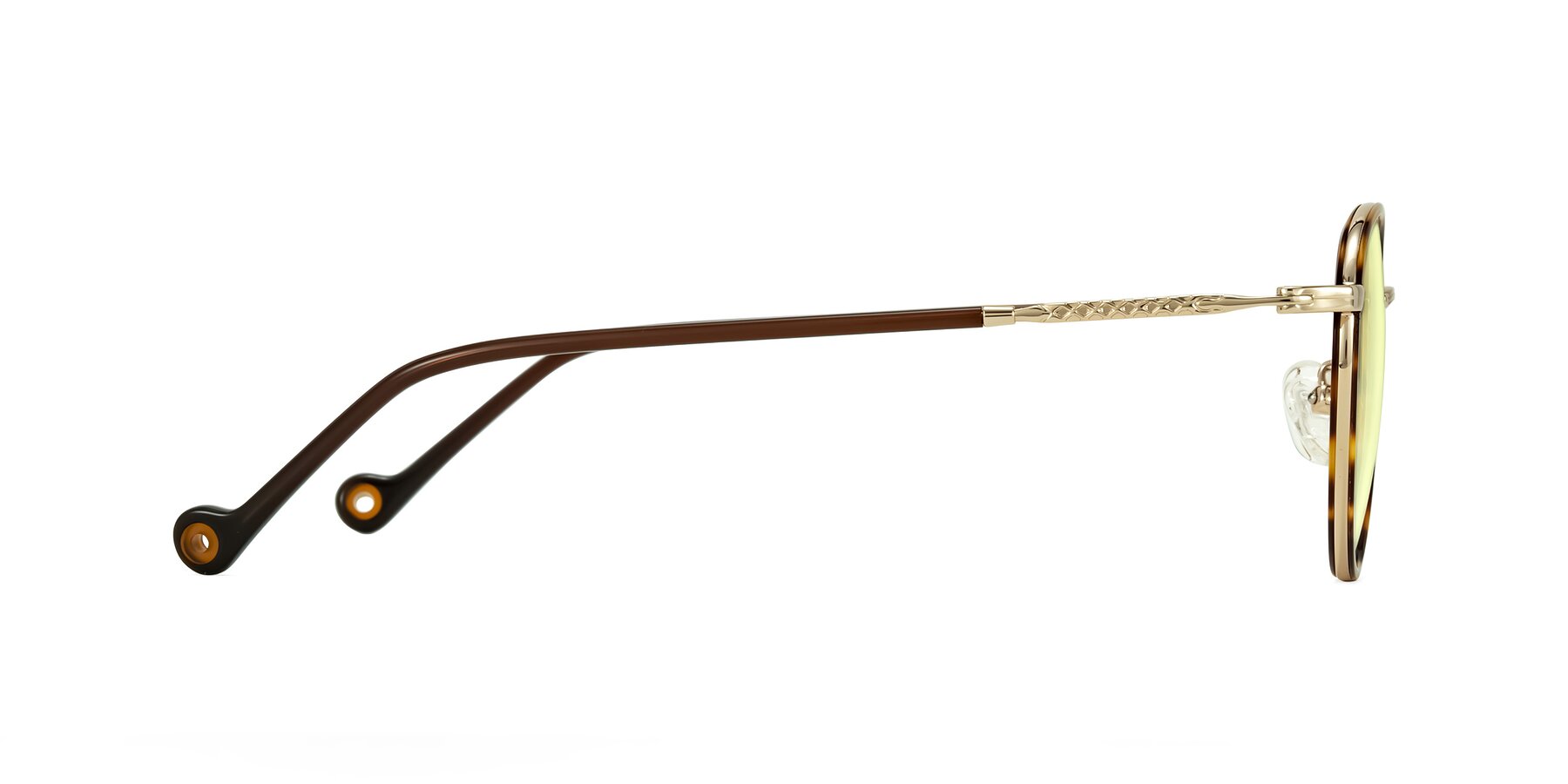 Side of Hoosen in Leopard-Print/Gold with Light Yellow Tinted Lenses