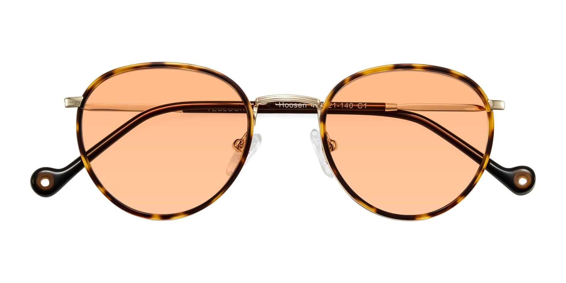 Folded Front of Hoosen in Leopard-Print/Gold with Light Orange Tinted Lenses