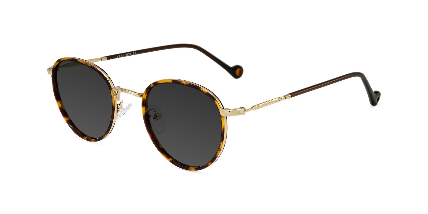 Angle of Hoosen in Leopard-Print/Gold with Gray Tinted Lenses