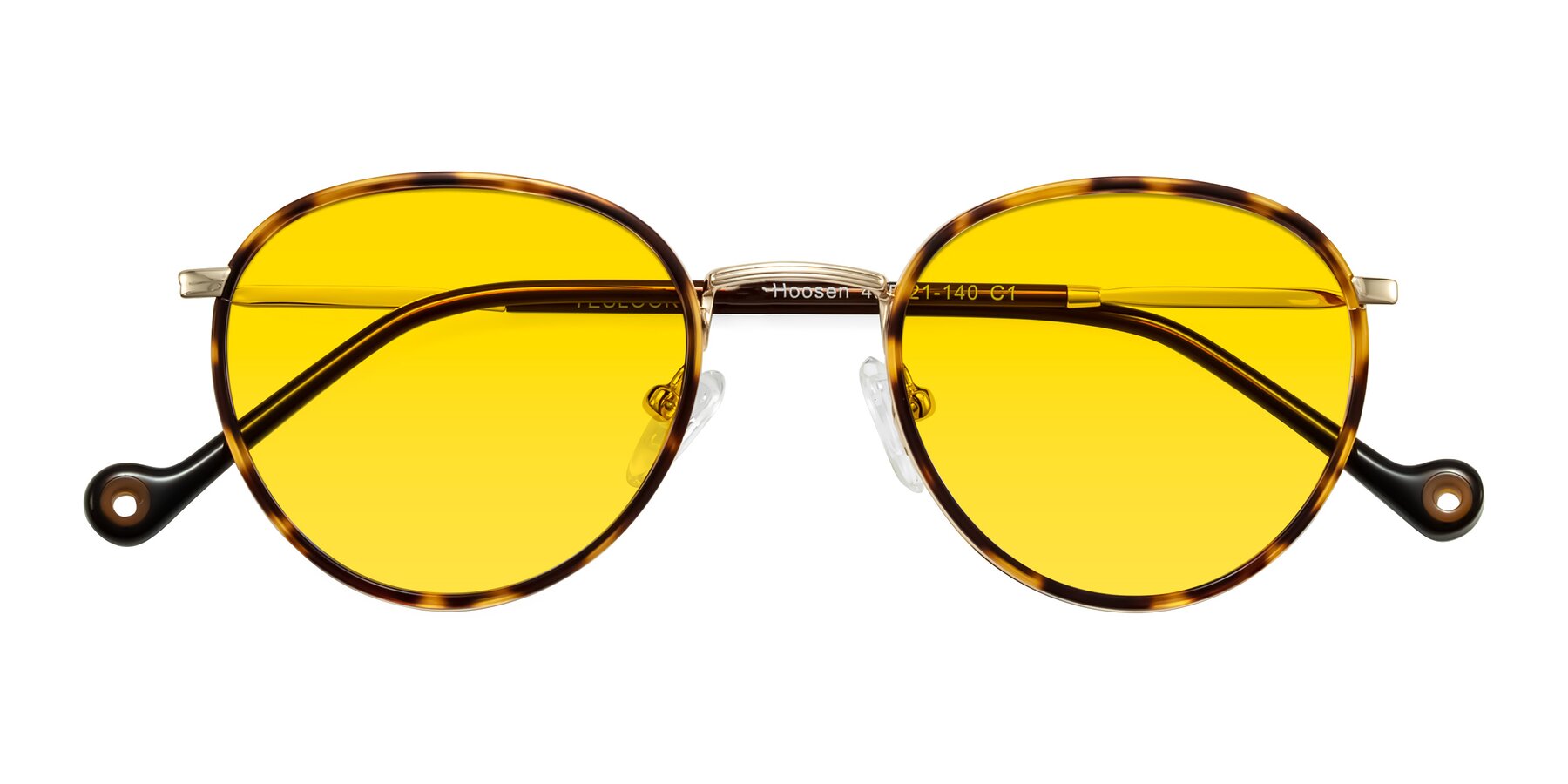 Folded Front of Hoosen in Leopard-Print/Gold with Yellow Tinted Lenses
