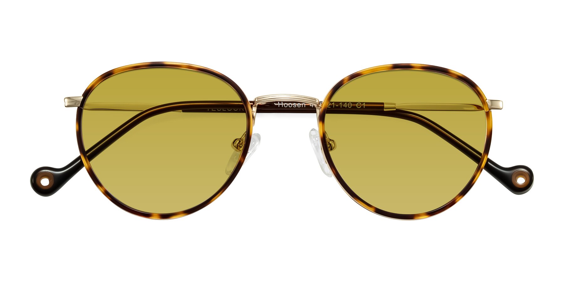 Folded Front of Hoosen in Leopard-Print/Gold with Champagne Tinted Lenses