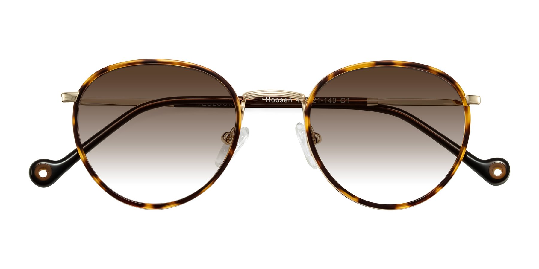 Folded Front of Hoosen in Leopard-Print/Gold with Brown Gradient Lenses
