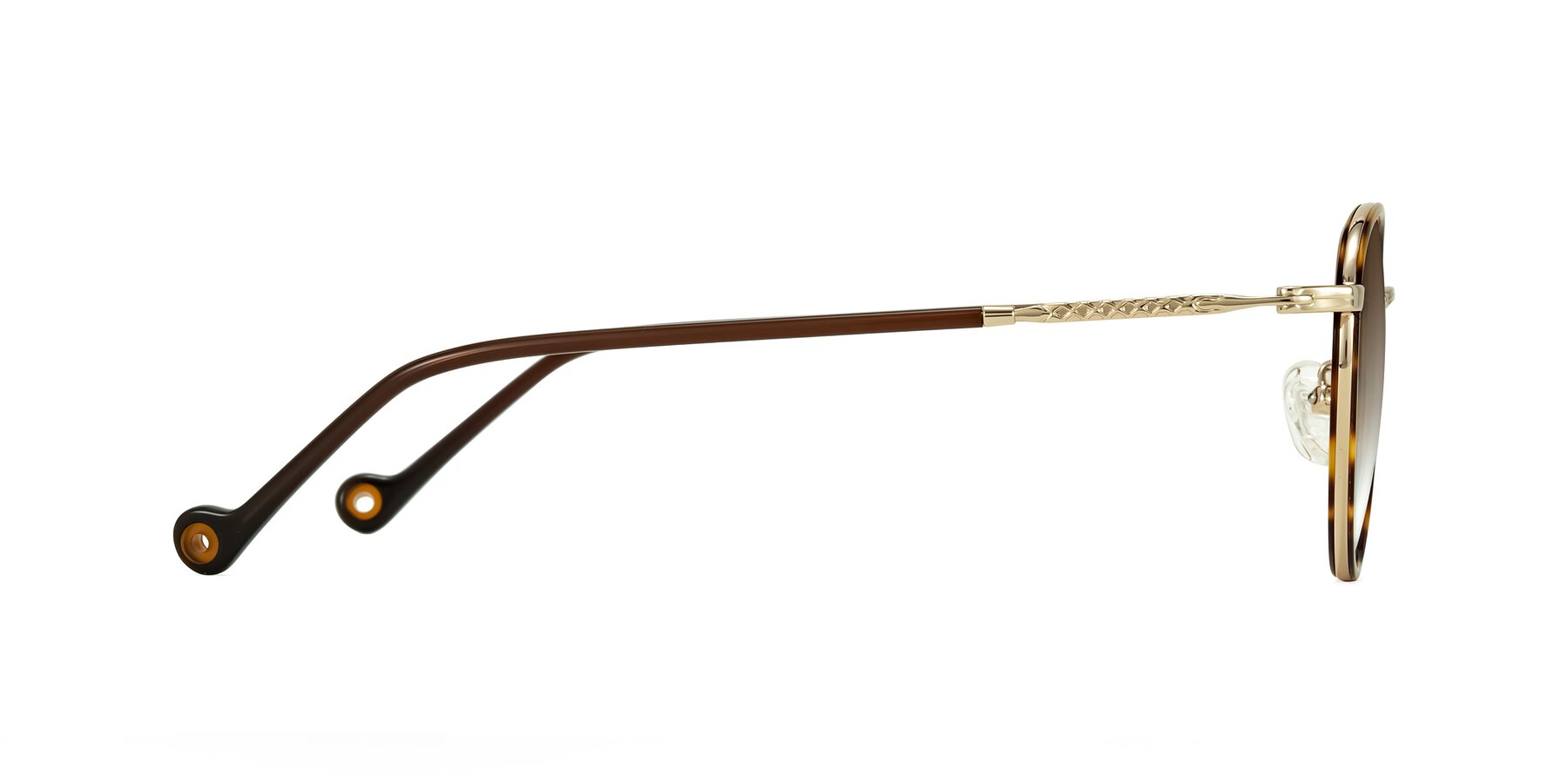 Side of Hoosen in Leopard-Print/Gold with Brown Gradient Lenses