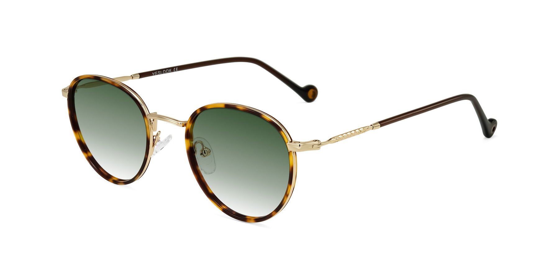 Angle of Hoosen in Leopard-Print/Gold with Green Gradient Lenses