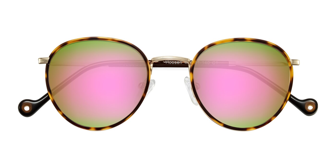 Hoosen - Leopard-Print/Gold Flash Mirrored Sunglasses