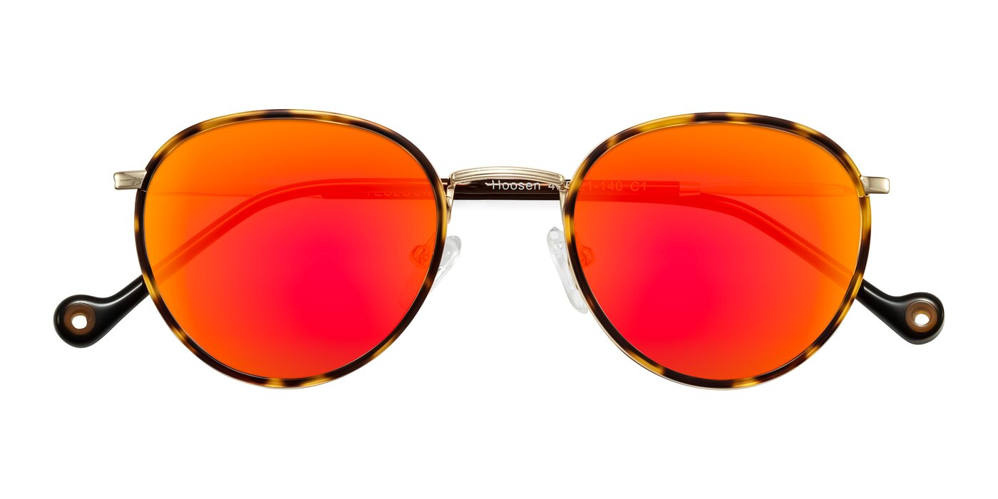 Hoosen - Leopard-Print/Gold Flash Mirrored Sunglasses