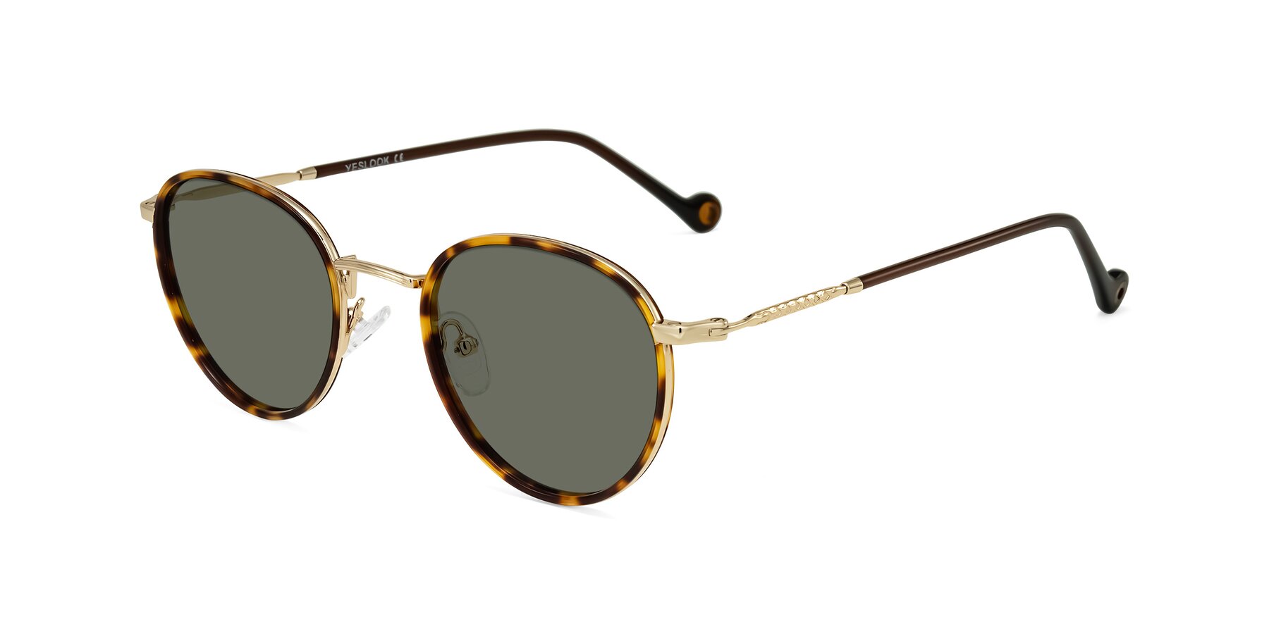 Angle of Hoosen in Leopard-Print/Gold with Gray Polarized Lenses