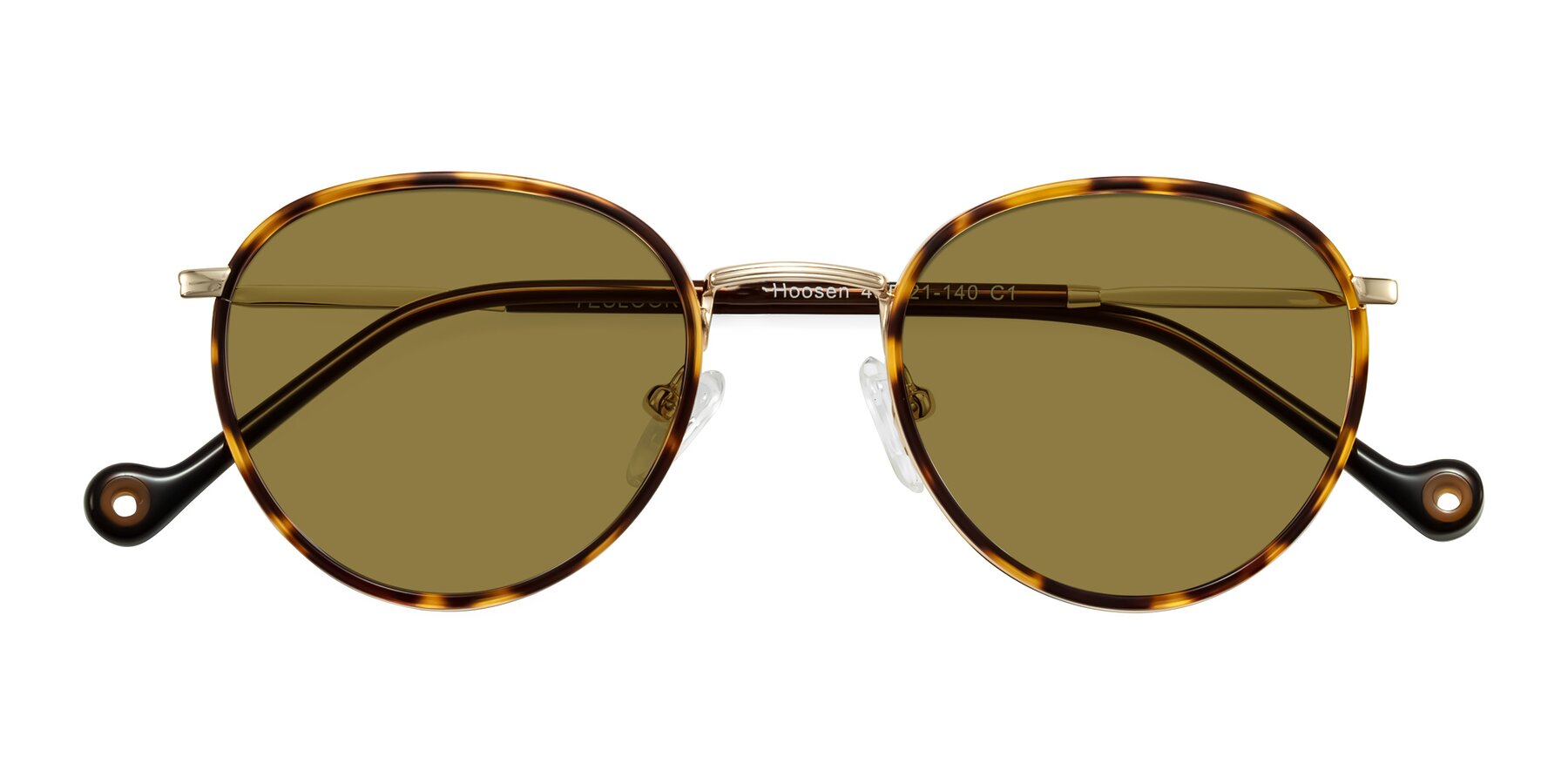 Folded Front of Hoosen in Leopard-Print/Gold with Brown Polarized Lenses
