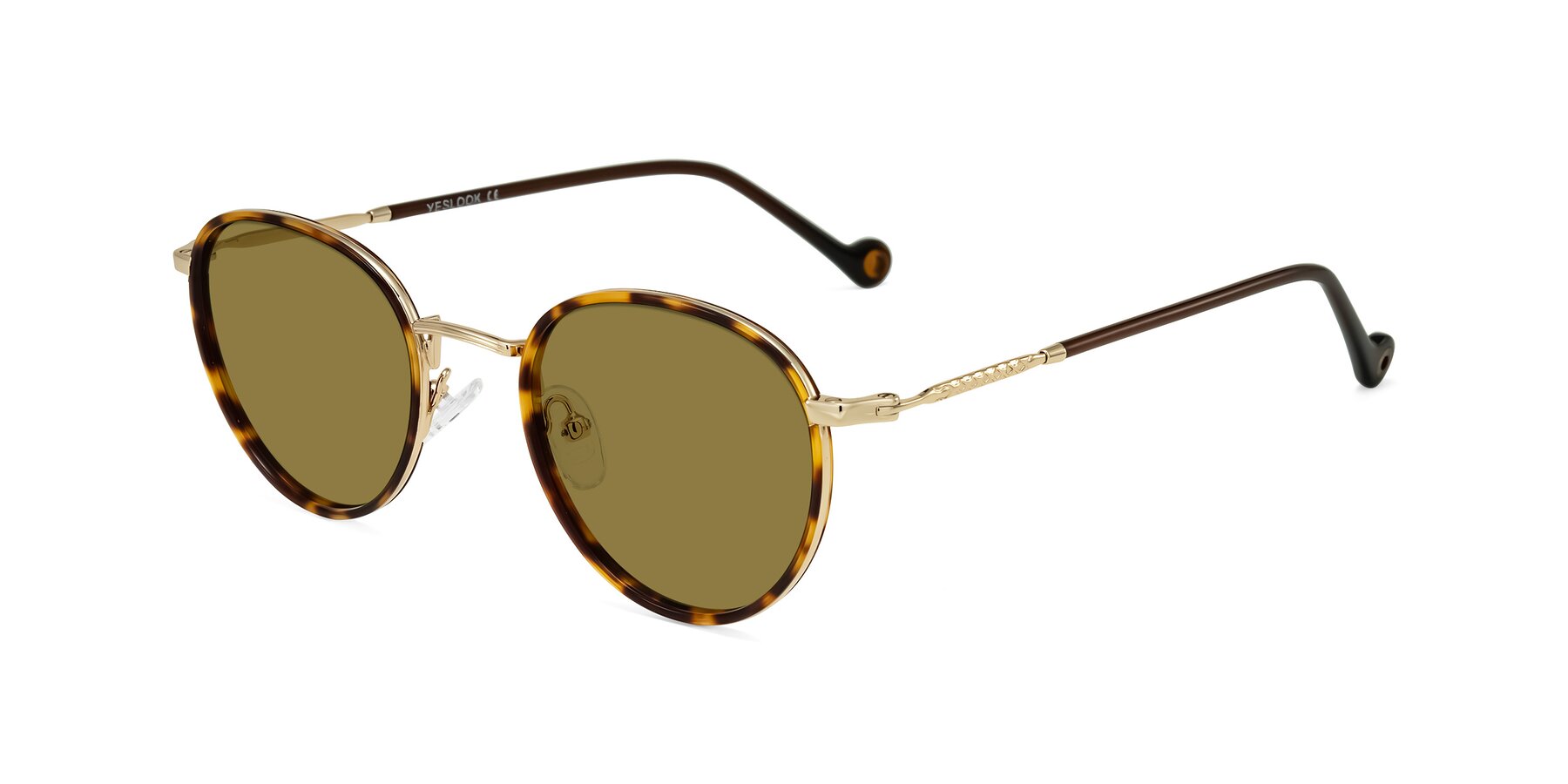 Angle of Hoosen in Leopard-Print/Gold with Brown Polarized Lenses