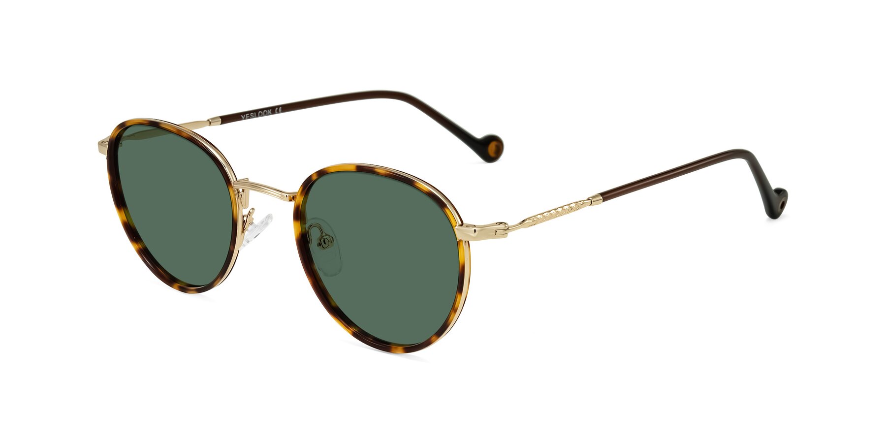 Angle of Hoosen in Leopard-Print/Gold with Green Polarized Lenses